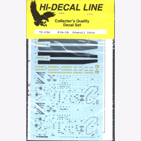 Hi-Decal Line 72-034, F/A-18 Stencil Data 1:72 Modellbau Abziehbilder