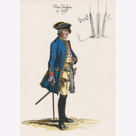 Uniformtafel Gr.1/Nr.107: PREUSSEN, 1736 - 1776, Armee Friedrichs des Gro&szlig;en - Infanterie-Regiment No.4, Offizier