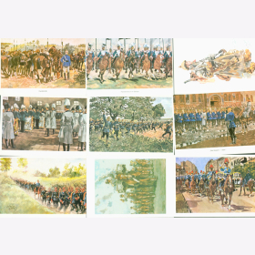 Postkarten farbige Reproduktionen Milit&auml;r Set 5/III/44-54