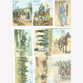 Postkarten farbige Reproduktionen Milit&auml;r Set 7/III/64-72