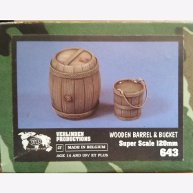 Wooden Barrel &amp; Bucket Verlinden 643 Super Scale 120mm 1:16 Eimer Fass