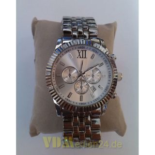 Herren Armbanduhr Retro - Chrono-Style Silberfarben