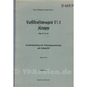 Lastkraftwagen 1 1/2t Krupp, Typ L2 H 143 - Ger&auml;tbeschreibung und Bedienungsanweisung zum Fahrgestell