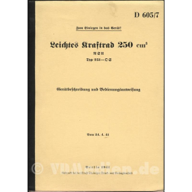 Leichtes Kraftrad 250 cm3 NSU Typ 251-OS - Ger&auml;tbeschreibung und Bedienungsanweisung