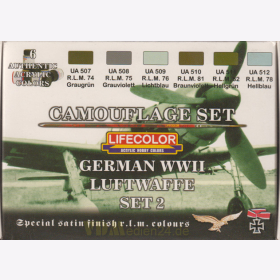 Lifecolor CS07, Camouflage Set, German WWII Luftwaffe Set 2 (6 Authentic Acrylic Colors)
