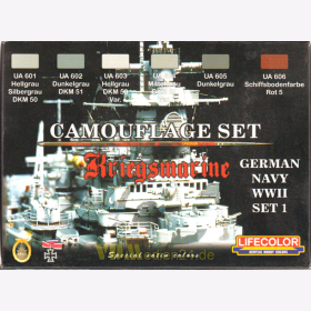 Lifecolor CS09 Camouflage Set, Kriegsmarine German WWII Set 1 (6 Acrylfarben)