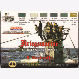 Lifecolor CS12 Camouflage Set, Dtsch. Kriegsmarine  WWII Set 2 U-Bootwaffe (6 Acrylfarben)