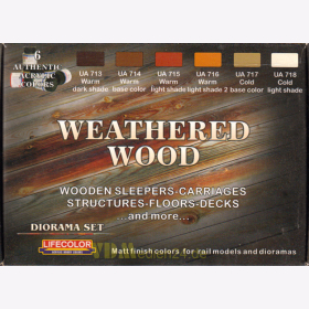 Lifecolor CS20 Weathered Wood - 6 Matt finish acrylic colors for Models and Dioramas