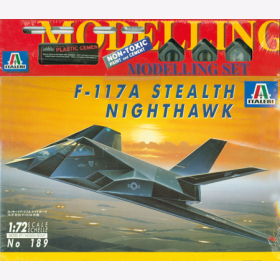 F-117A Stealth Nighthawk - Italeri 189, M 1:72 inkl. Farben, Pinsel, Kleber