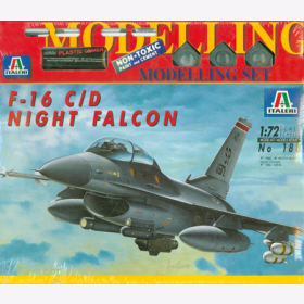 F-16 C/D Night Falcon - Italeri 188, M 1:72 inkl. Farben, Pinsel, Kleber