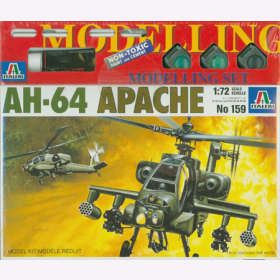 AH-64 Apache Helikopter - Italeri 159, M 1:72 inkl. Farben, Pinsel, Kleber