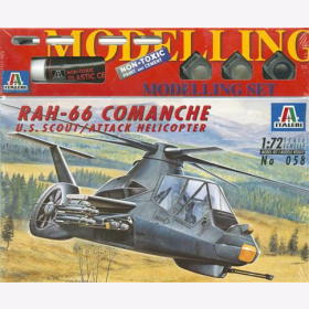RAH-66 Comanche U.S. Scout/Attack Helicopter - Italeri 058, M 1:72 inkl. Farben, Pinsel, Kleber