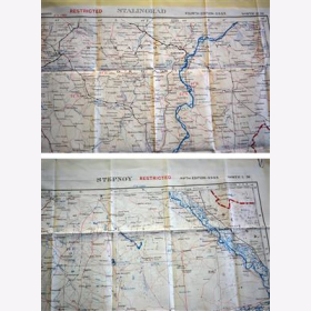 Fliegerkarte Silk Map von Stalingrad und Stepony (Russland) 1:1.000.000  