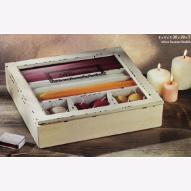 Kerzenbox aus Holz mit Glasdeckel im Antik-Look 30x30x7 cm WELTBILD