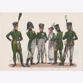 Uniformtafel Gr.1/Nr.24: SACHSEN 1809 - 1815, leichte Infanterie und J&auml;ger-Corps