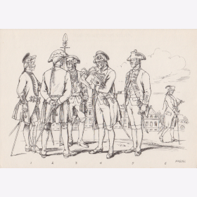 Uniformtafel Gr.1/Nr.43: FRANKREICH, 1788 , Hessen-Darmst&auml;dtisches Milit&auml;r