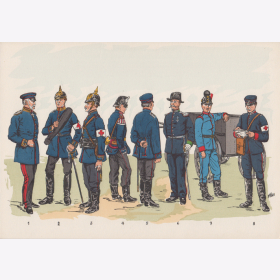 Uniformtafel Gr.1/Nr.66: PREUSSEN, 1860 - 1870, Deutsche Sanit&auml;tsuniformen II