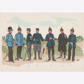 Uniformtafel Gr.1/Nr.72: SACHSEN, 1860 - 1870, Deutsche Sanit&auml;tsuniformen I