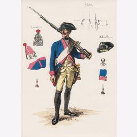 Uniformtafel Gr.1/Nr.113: PREUSSEN, 1753 - 1786, Armee Friedrichs des Gro&szlig;en - Infanterie-Regiment No.7, Musketier