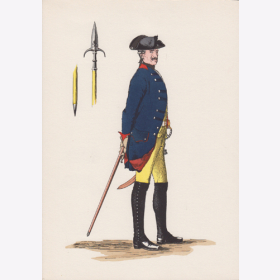 Uniformtafel Gr.1/Nr.129: PREUSSEN, 1753 - 1786, Armee Friedrichs des Gro&szlig;en - Unrangierte der Garde, Unteroffizier