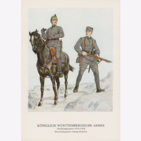 Uniformtafel Gr.1/Nr.380: W&Uuml;RTTEMBERG. 1914-1918 Neuformationen W&uuml;rttembergische Gebirgs-Bataillon