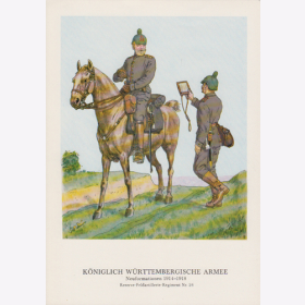 Uniformtafel Gr.1/Nr.383: W&Uuml;RTTEMBERG. 1914-1918 Neuformationen Reserve-Feldartillerie-Regiment Nr.26