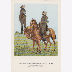 Uniformtafel Gr.1/Nr.384: W&Uuml;RTTEMBERG. 1914-1918 Neuformationen Infanterie-Gesch&uuml;tz-Batterie Nr.42