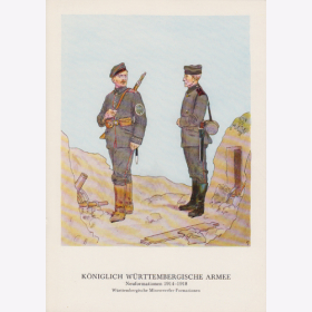 Uniformtafel Gr.1/Nr.389: W&Uuml;RTTEMBERG. 1914-1918 Neuformationen W&uuml;rttembergische Minenwerfer-Formationen