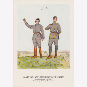 Uniformtafel Gr.1/Nr.391: W&Uuml;RTTEMBERG. 1914-1918 Neuformationen W&uuml;rttembergische Flieger-Formationen