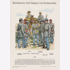 Uniformtafel Gr.4/Nr. 65: KONF&Ouml;DERIRTE (S&Uuml;D-)STAATEN VON NORDAMERIKA 1861. Infanterie-Hauptmann