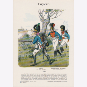 Uniformtafel Gr.4/Nr. 71: BAYERN 1809. Grenadier-Offizier und F&uuml;silier