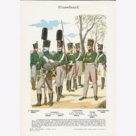 Uniformtafel Gr.4/Nr. 84: RUSSLAND 1807. Infanteristen der Regimenter Wiborg und Moskau