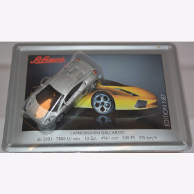 Schuco Modell 1:87 Lamborghini Gallardo silber mit Schild aus Emaille