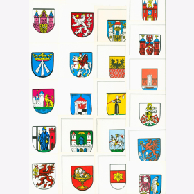 Postkarten farbig Wappen mittel- &amp; ostdeutscher St&auml;dte Set 3/IV/45-68