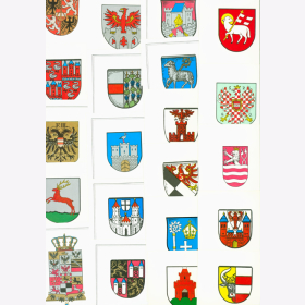 Postkarten farbig Wappen mittel- &amp; ostdeutscher St&auml;dte Set 4/IV/69-90