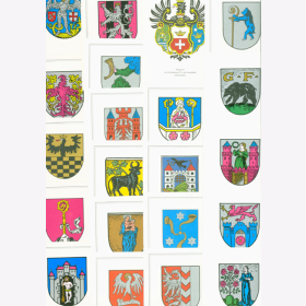 Postkarten farbig Wappen mittel- &amp; ostdeutscher St&auml;dte Set 5/IV/91-111