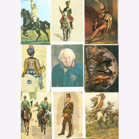 Postkarten farbige Reproduktionen Milit&auml;r Set 1/III/1-10