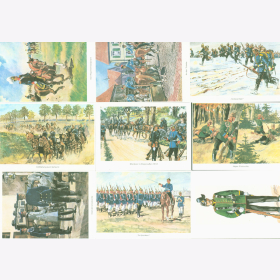 Postkarten farbige Reproduktionen Militär Set 6/III/55-63
