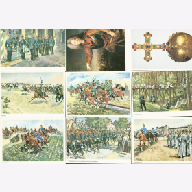 Postkarten farbige Reproduktionen Milit&auml;r Set 8/III/73-81