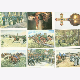 Postkarten farbige Reproduktionen Militär Set 8/III/73-81