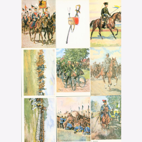 Postkarten farbige Reproduktionen Milit&auml;r Set 9/III/82-90