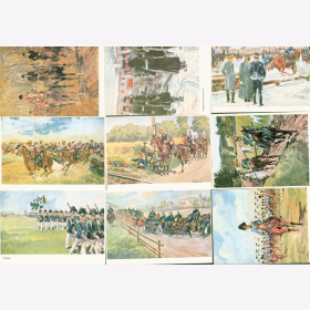 Postkarten farbige Reproduktionen Milit&auml;r Set 10/III/92-100