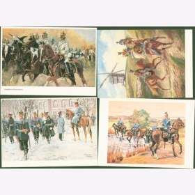 Postkarten farbige Reproduktionen Milit&auml;r Set 11/III/101-104