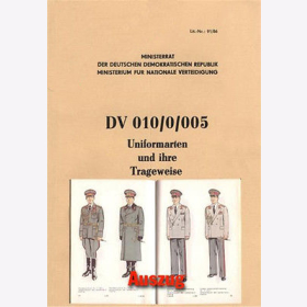 NVA DDR Dienstvorschrift DV 010/0/005 Uniformarten und ihre Trageweise Uniformen