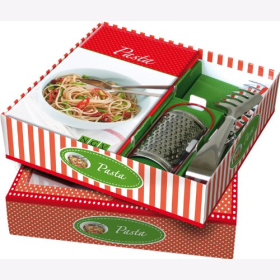 Buch-Box Pasta: Rezeptbuch + Parmesanreibe und Spaghettizange