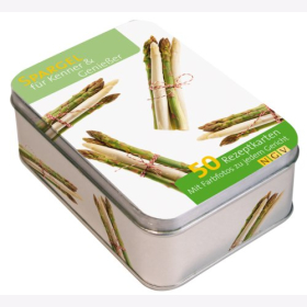 Rezeptbox Spargel Metalbox Aufbewahrungsdose 50 Rezeptkarten F&uuml;r Kenner &amp; Genie&szlig;er Kochbuch Rezept