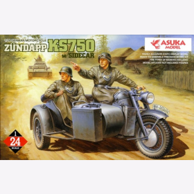 Z&uuml;ndapp KS750 w/Sidecar Asuka Model 24-004 1:24 Wehrmacht Motorrad Beiwagen WW2