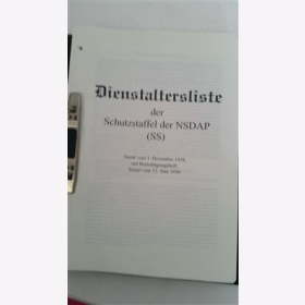 Dienstaltersliste der Schutzstaffel Stand 1. Dezember 1938