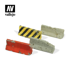 Beschädigte moderne Betonbarrieren 4 Stück Diorama Zubehör Vallejo SC215 Modellbau 1:35