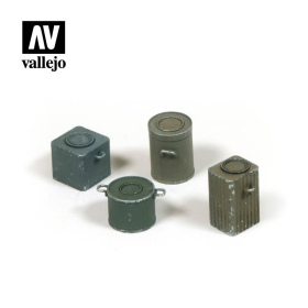 Deutsche Essenscontainer WKII - 4 Stück Diorama Zubehör Vallejo SC224 Modellbau 1:35